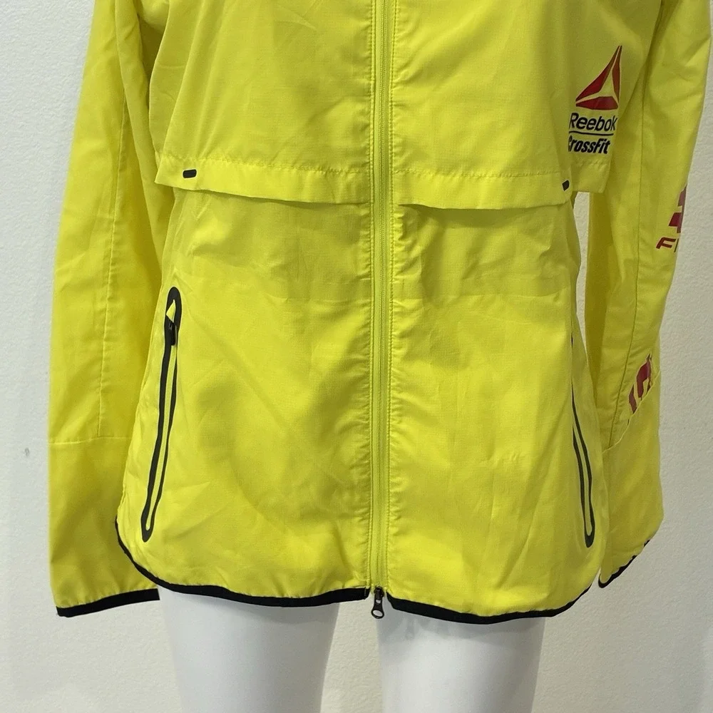 Reebok CrossFit Windbreaker Jacket Neon Yellow Women's XS Full Zip Athletic